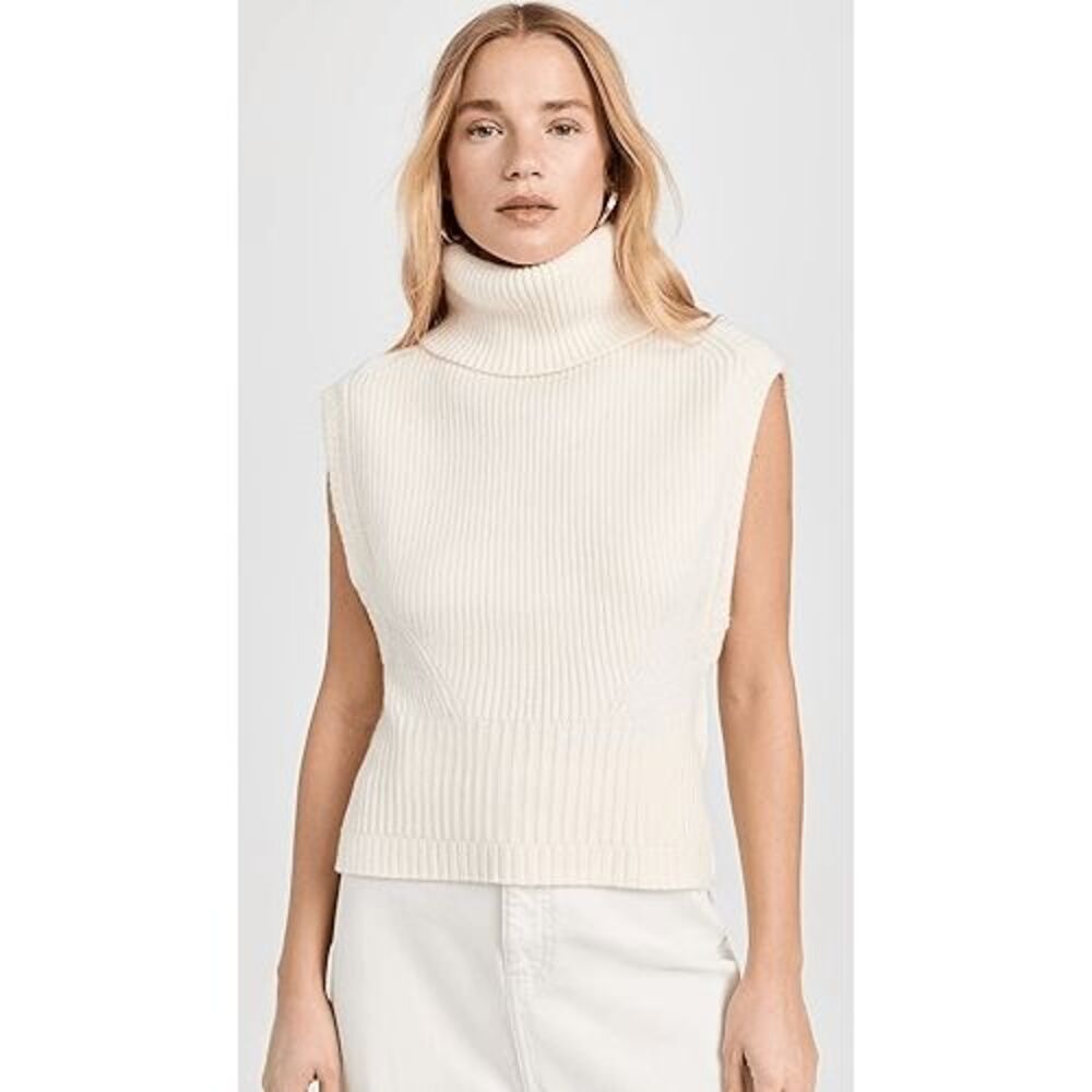 NWT Simkhai Ivory Sleeveless Maple Turtleneck Sweater Top Women's Size XS